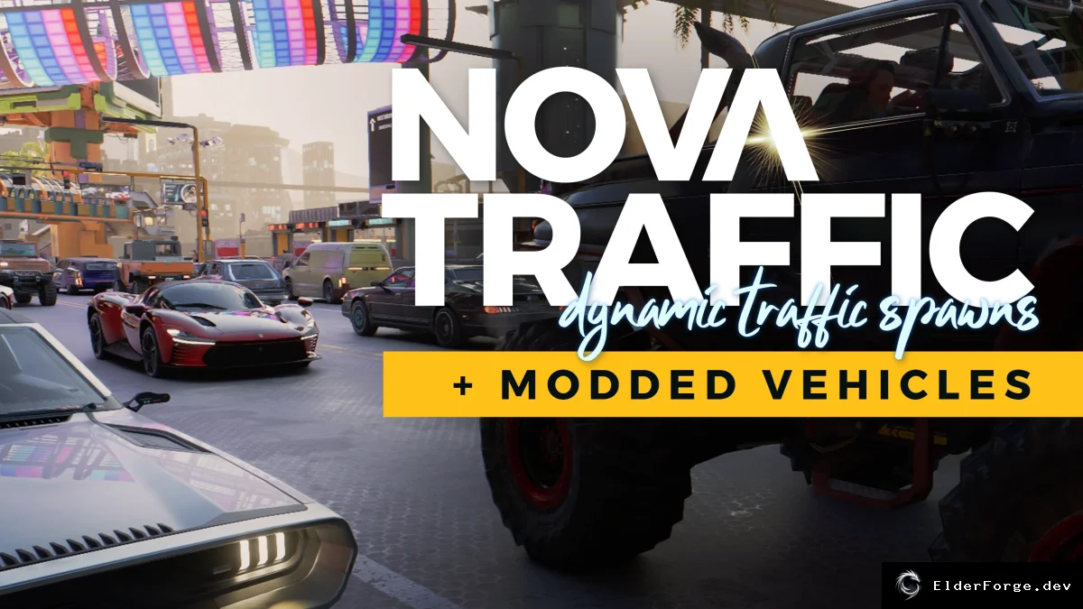 Обложка мода: Nova Traffic – Полный контроль трафика и новых машин в Cyberpunk 2077