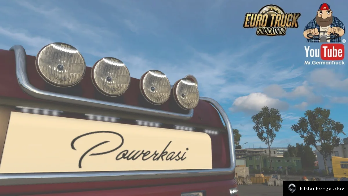 Обложка мода: Новая светотехника и аксессуары для грузовиков в Euro Truck Simulator 2