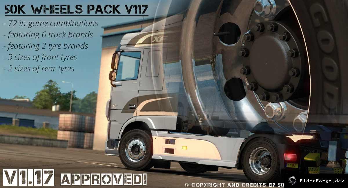 Обложка мода: Новые колёса для Euro Truck Simulator 2 (версии 1.21) – DAF, Scania, Volvo, MAN, Mercedes