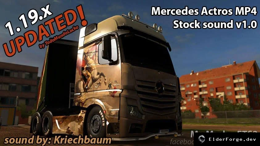 Обложка мода: Новый звук для Mercedes Actros MP4 в ETS2 – версия 1.0 (1.19.x)