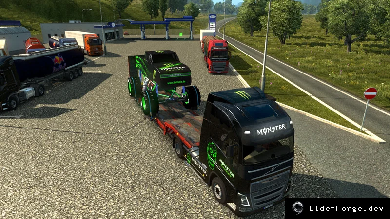 Обложка мода: Oversize Monster Truck Trailer for ETS2 1.25.x – Massive Low-Frame Semi