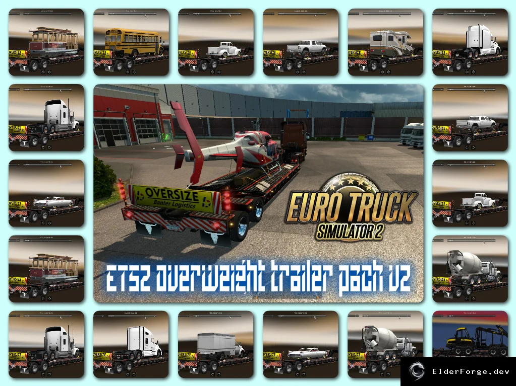 Обложка мода: Overweight Trailers Pack v2.0 – 51 тяжёлый полуприцеп для Euro Truck Simulator 2