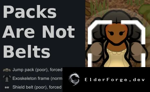 Packs Are Not Belts – перенос рюкзаков и щитов в слот торса для RimWorld