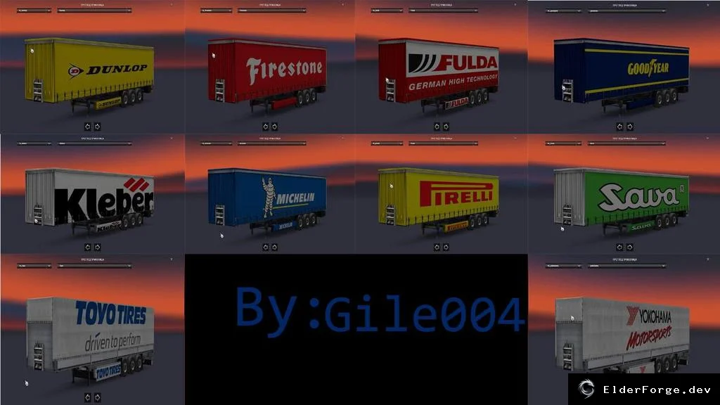 Обложка мода: Пак автономных прицепов Tire‑Автошины для Euro Truck Simulator 2 (v1.0)