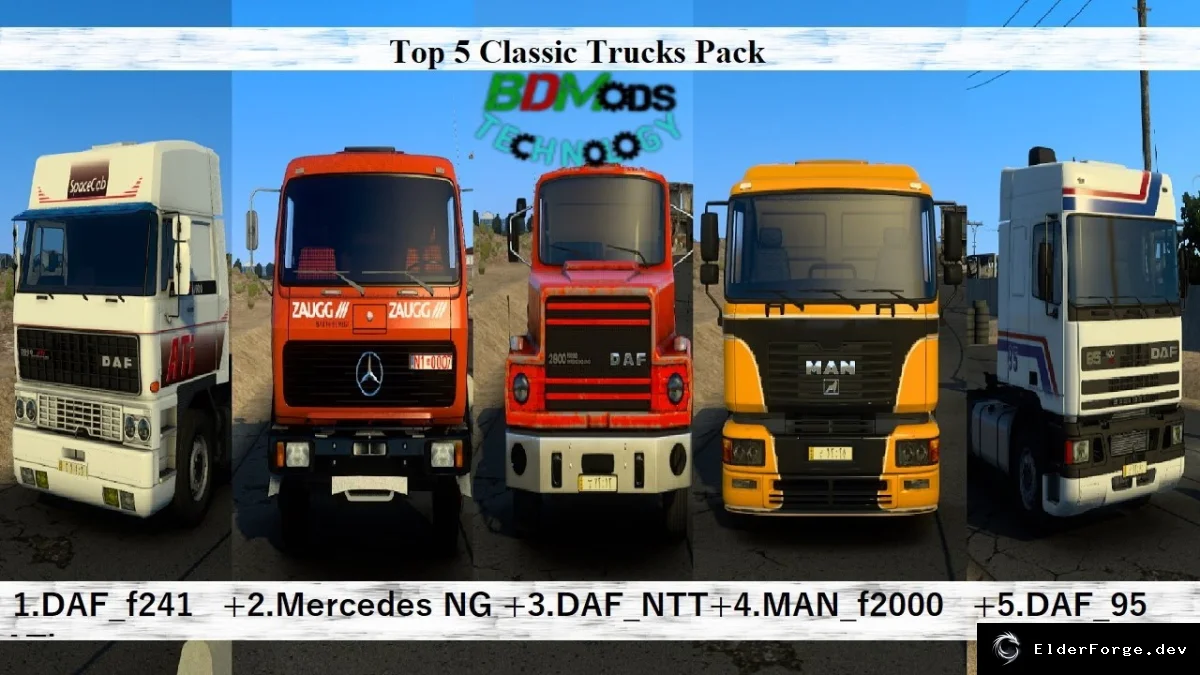 Обложка мода: Пак классических грузовиков для Euro Truck Simulator 2 – 4 модели
