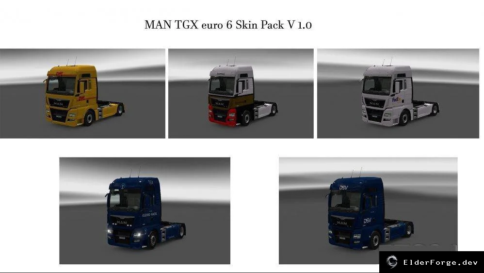 Обложка мода: Пак скинов для MAN TGX Euro 6 в Euro Truck Simulator 2 – DHL, FedEx, Kuehne + Nagel и другие