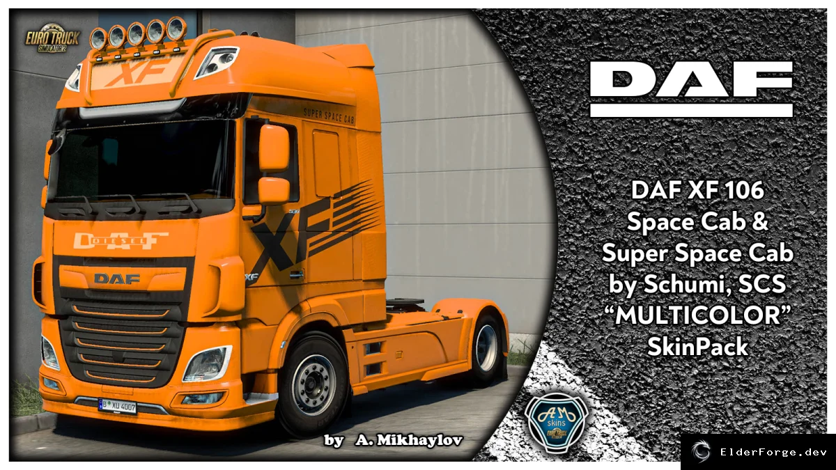 Обложка мода: Пакет мультицветных скинов DAF XF Euro 6 для Euro Truck Simulator 2