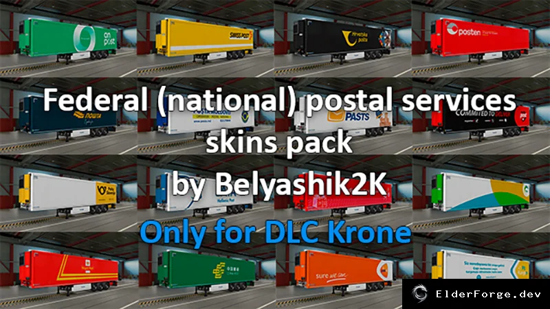 Обложка мода: Пакет почтовых скинов для прицепов Krone в Euro Truck Simulator 2 (v1.1)