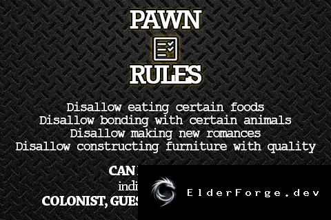 Pawn Rules – гибкая система правил для колонистов и животных в RimWorld