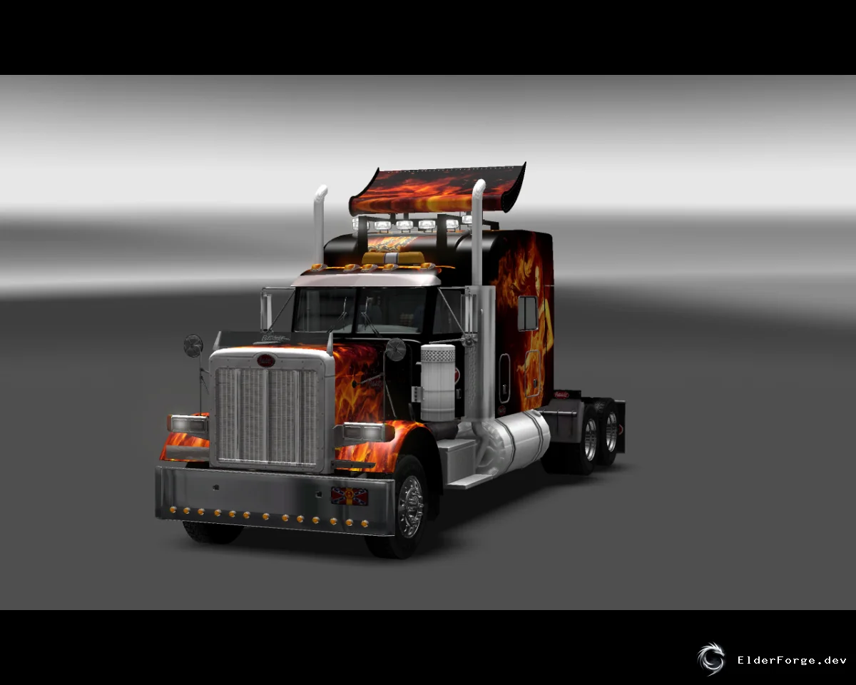 Обложка мода: Peterbilt 379 v2 – новый салон, свет, улучшенная физика для Euro Truck Simulator 2