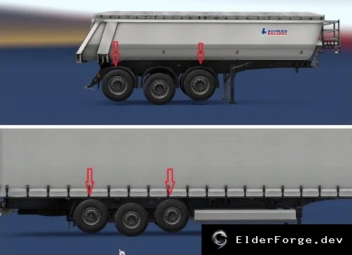 Обложка мода: Подъёмные оси прицепов для Euro Truck Simulator 2 – улучшенный набор