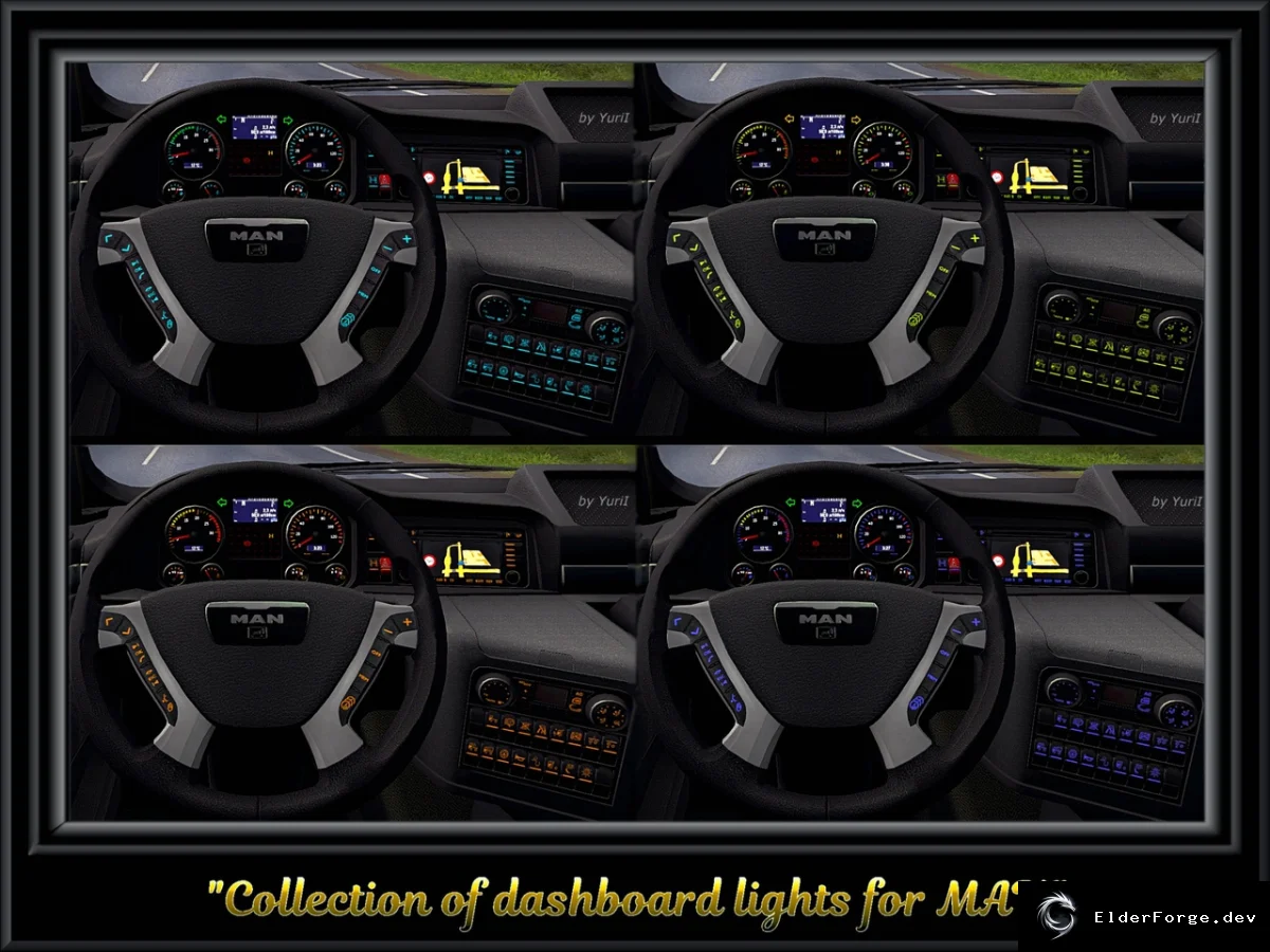 Обложка мода: Подсветка приборной панели MAN для Euro Truck Simulator 2 – 8 вариантов (v1.36‑1.41)