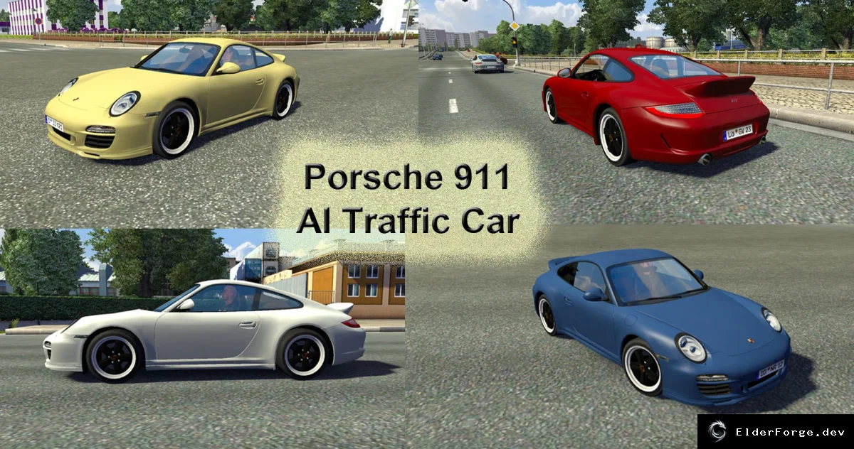 Обложка мода: Porsche 911 в трафике ETS2 – новые AI‑машины для Euro Truck Simulator 2