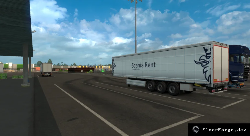 Обложка мода: Прицеп Scania Rent для Euro Truck Simulator 2 – продвинутая сцепка и подъемные оси