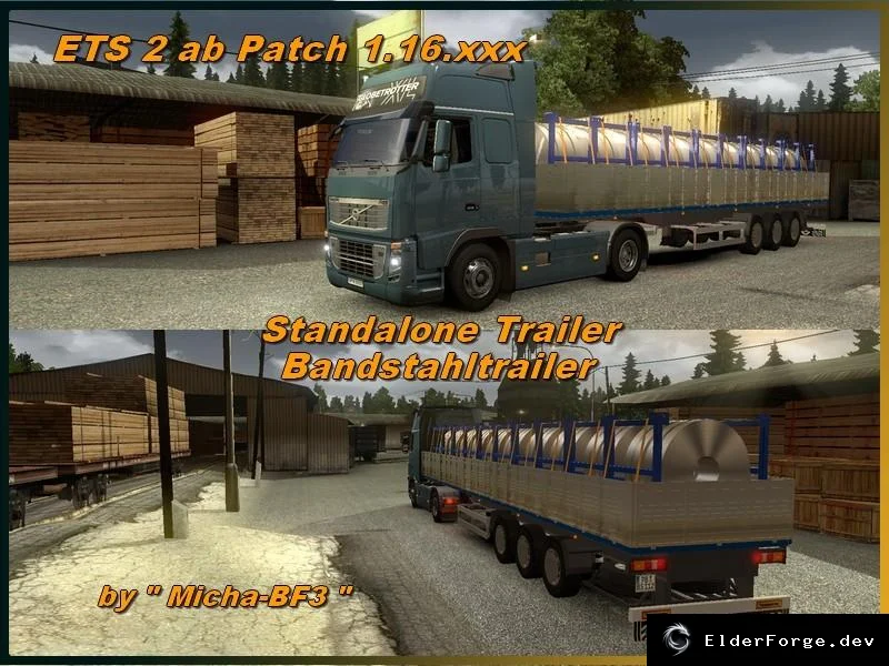 Обложка мода: Прицеп со стальной лентой для Euro Truck Simulator 2 – автономный TRAILER WITH STEEL BANDS