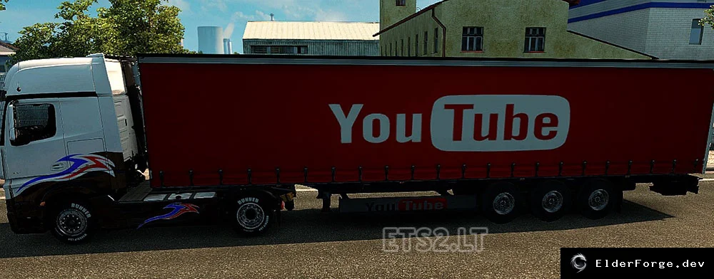 Обложка мода: Прицеп YouTube v2.0 – новый трейлер для Euro Truck Simulator 2