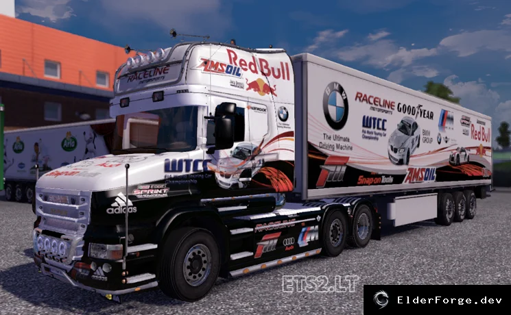 Обложка мода: Racing Combo Pack – Скин Scania T и отдельный трейлер для Euro Truck Simulator 2