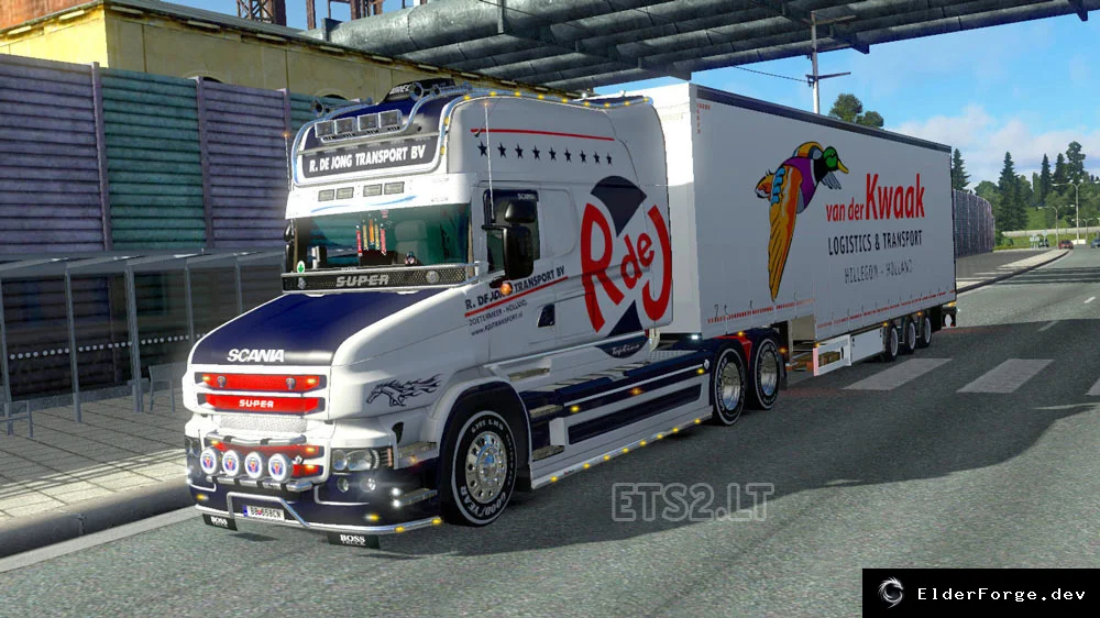 Обложка мода: RDJ Transport Combo Pack – скин для Scania T Longline и прицепа Van der Kwaak (ETS2)