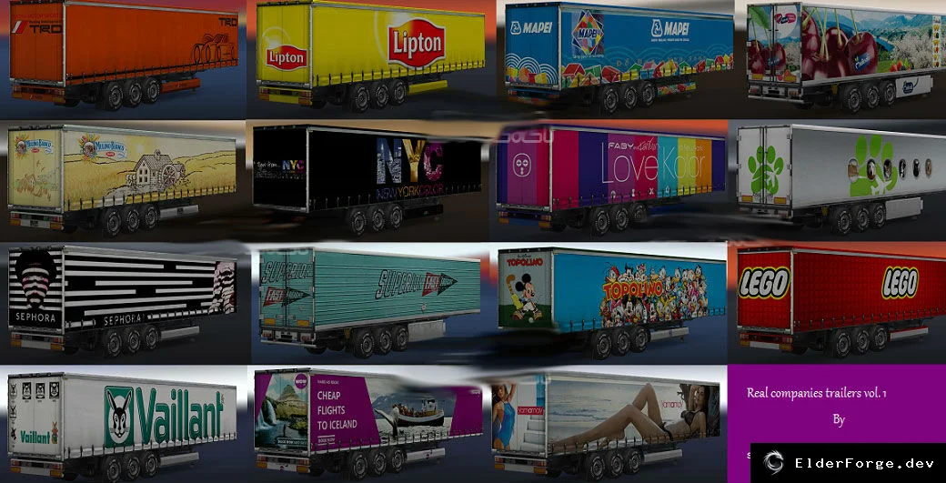 Обложка мода: Real Companies Trailer Pack vol.1 – 33 реальных прицепа для Euro Truck Simulator 2