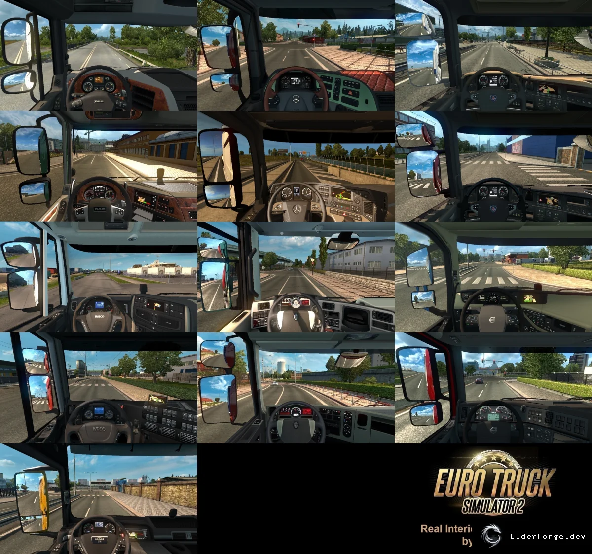 Обложка мода: Real Interior Cameras for ETS2 – полные виды кабины v1.3