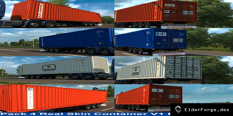 Обложка мода: Real Skin Трейлеры контейнеров – 4 автономных трейлера для ETS2