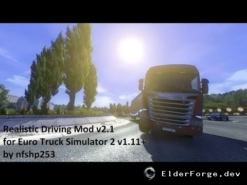 Обложка мода: Realistic Driving Mod v2.1 для Euro Truck Simulator 2 – улучшенная физика и подвеска