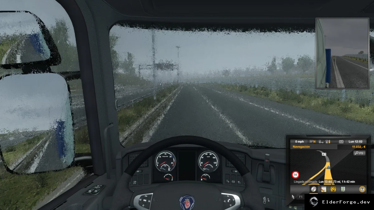 Обложка мода: Realistic Rain v2.4 – улучшенный дождь для Euro Truck Simulator 2