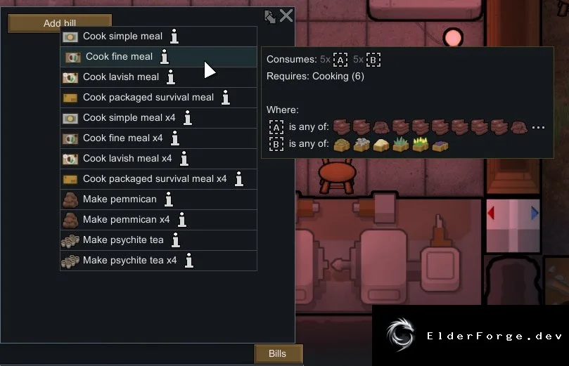Recipe Icons – иконки рецептов крафта для RimWorld