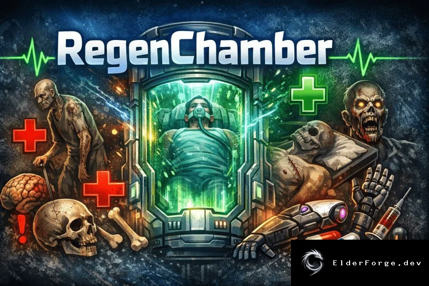 Обложка мода: RegenChamber — высокотехнологичная капсула регенерации для RimWorld