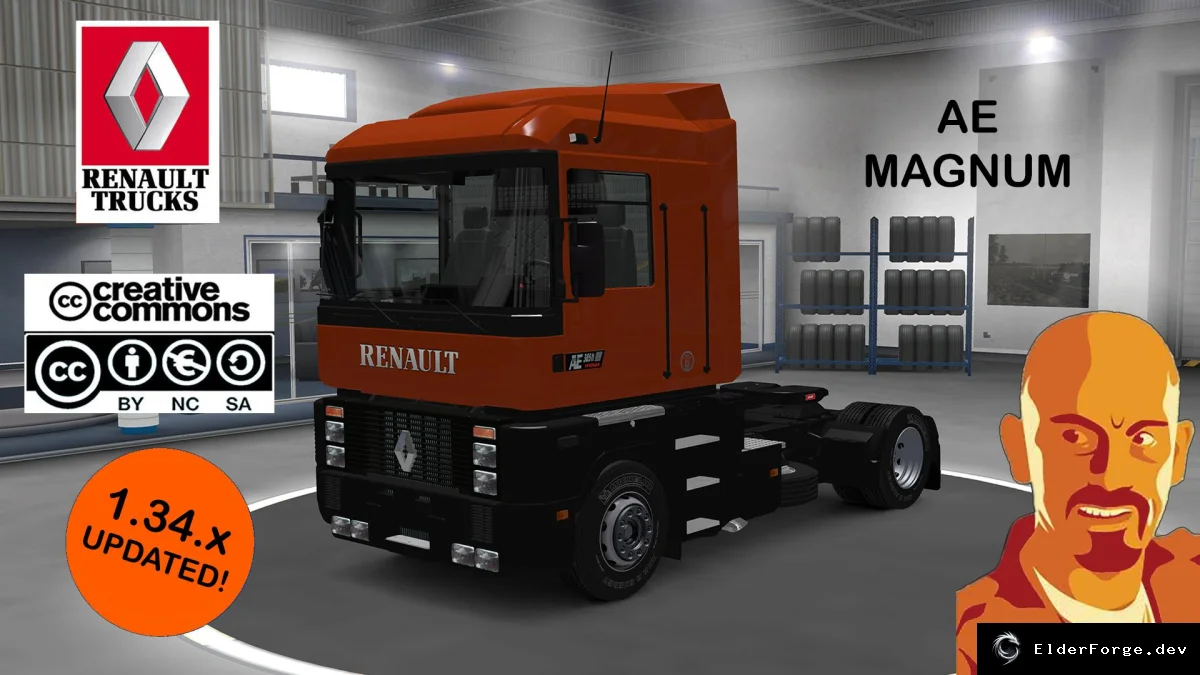 Обложка мода: Renault AE Magnum для ETS2 1.34 – полная модификация грузовика