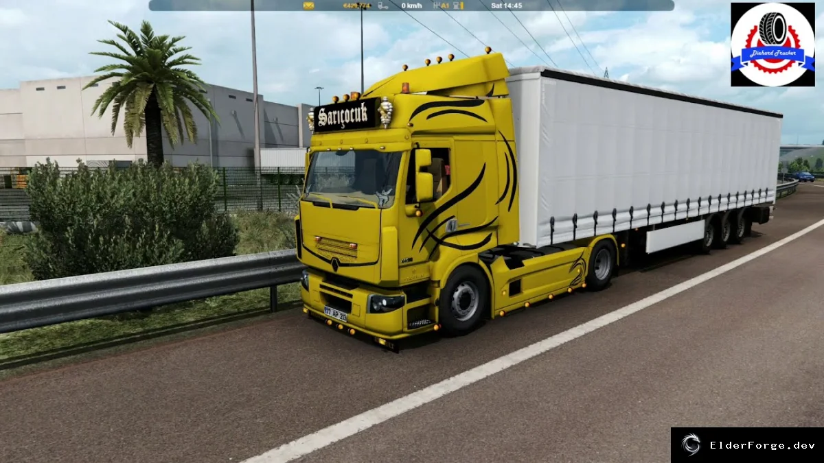 Обложка мода: Renault Premium 440 для Euro Truck Simulator 2 – реальный звук, шины и интерьер v1.39