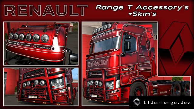 Обложка мода: Renault Range T Accessories + Skins для Euro Truck Simulator 2 (ETS2) v1.0