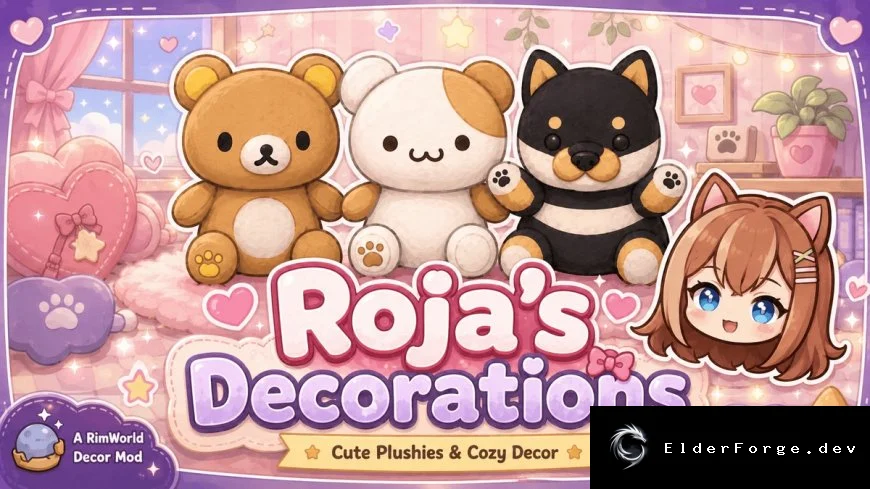 Rojas' Decorations – пастельный набор милых предметов для RimWorld