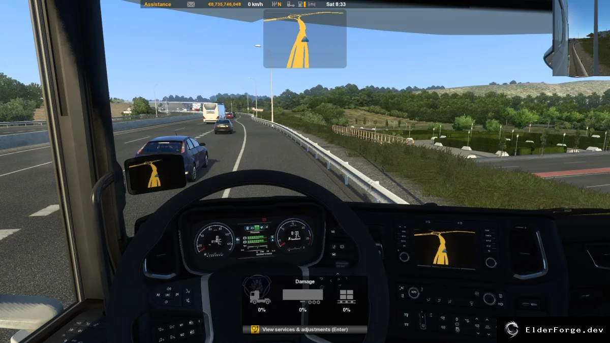 Route Advisor в верхней части экрана для Euro Truck Simulator 2 (ETS2 1.43)