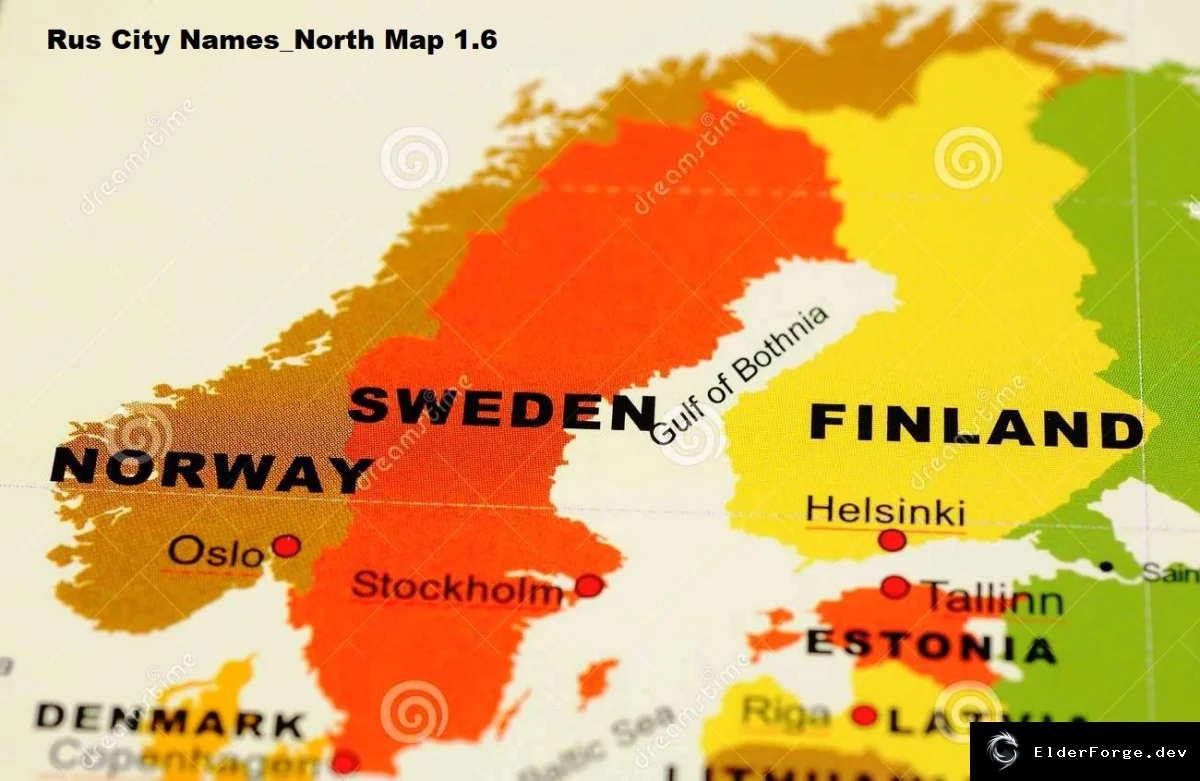 Обложка мода: Русские названия городов на карте North Map v1.6 для Euro Truck Simulator 2