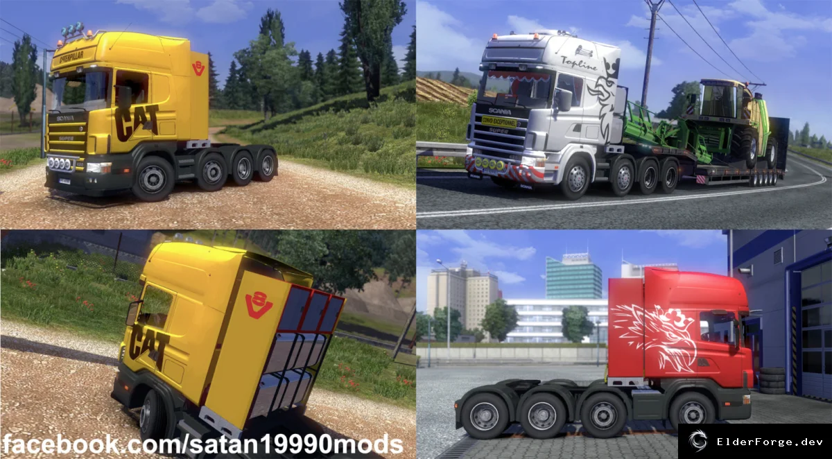 Обложка мода: Scania 4 v2.0 BDF – новые подвески, топливные башни и скины для ETS2