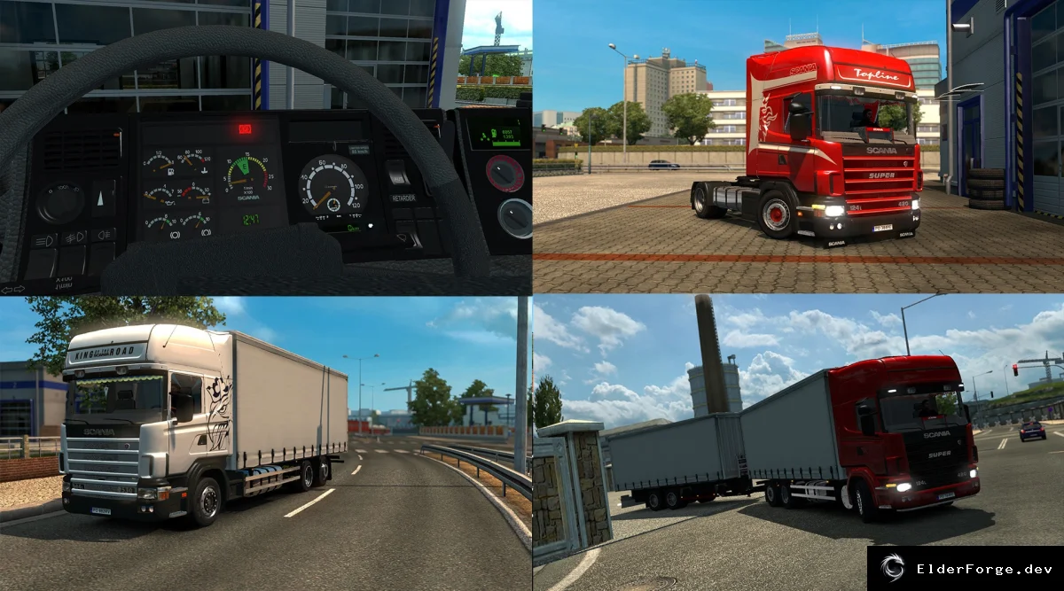Обложка мода: Scania 4 v2.3 – новые кабины, шасси и тюнинг для Euro Truck Simulator 2