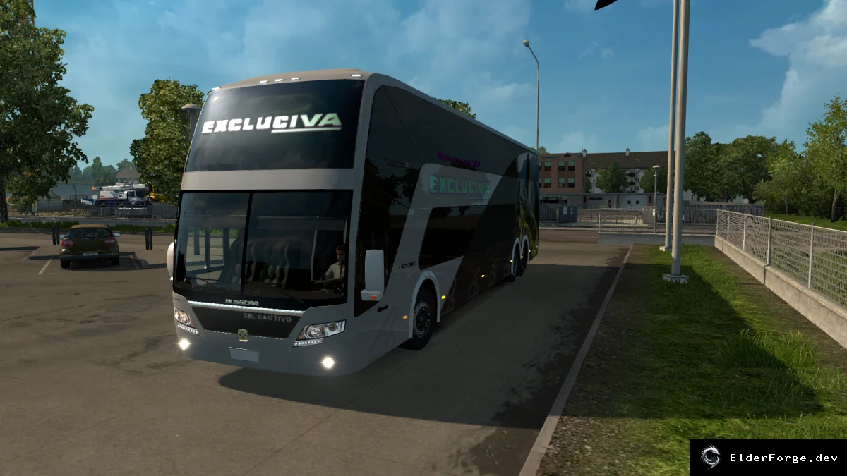 Обложка мода: Scania K420 Panoramico DD 6×2 – автобус с 6 скинами для Euro Truck Simulator 2