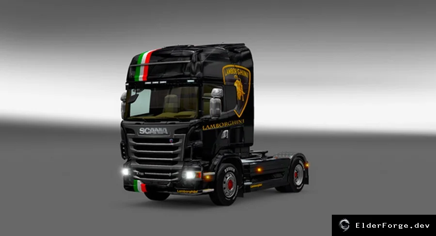 Обложка мода: Scania Lamborghini Skin с эксклюзивным спойлером для Euro Truck Simulator 2