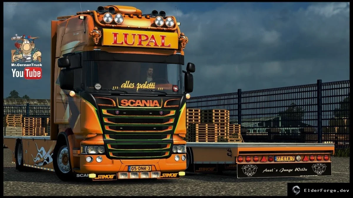 Обложка мода: Scania Lupal для Euro Truck Simulator 2 – полная модель с V8, низким просветом и интерьерами