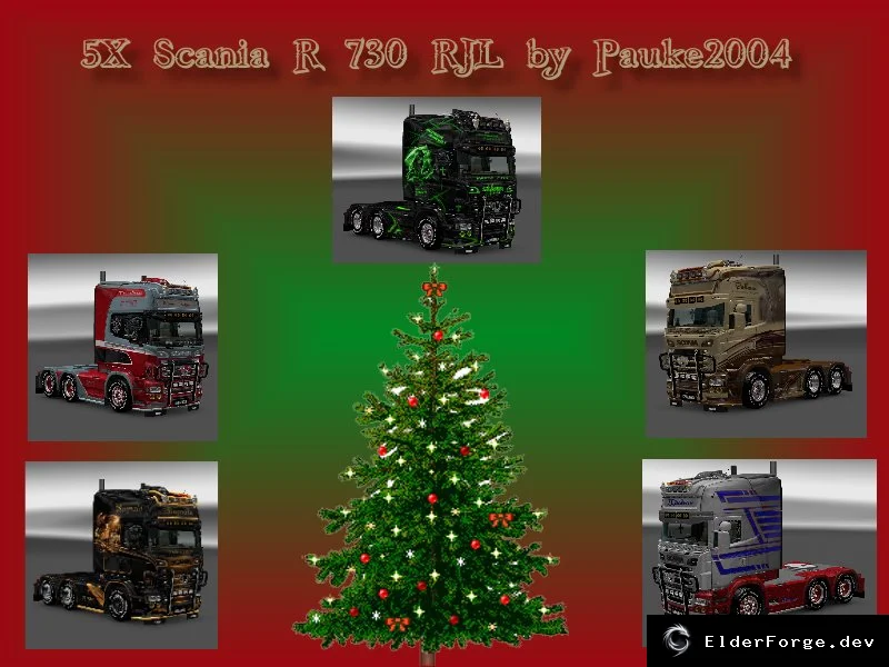 Обложка мода: Scania R 730 RJL Pack – 5 уникальных скинов для ETS2