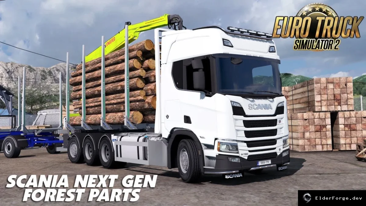Обложка мода: SCANIA R RJL лесовоз v1.2 для Euro Truck Simulator 2 – новые текстуры и аксессуары