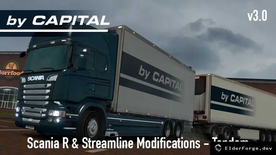 Обложка мода: Scania R &amp; Streamline Tandem Pack v3.0 для ETS2 – новые тандем‑шасси
