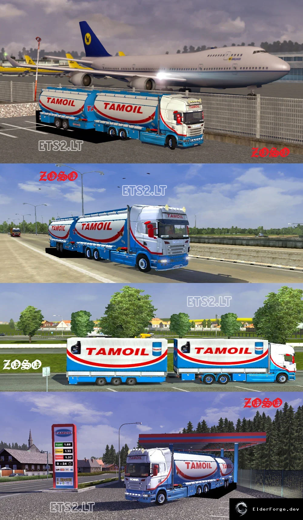 Обложка мода: Scania R2009 Tandem Tamoil Cistern + Trailers – мод для ETS2 (v1.90)