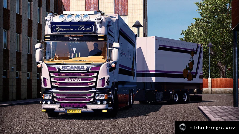 Обложка мода: Scania R500 Tijsterman‑Pronk с прицепом, интерьер DLS и звуком V8 для ETS2