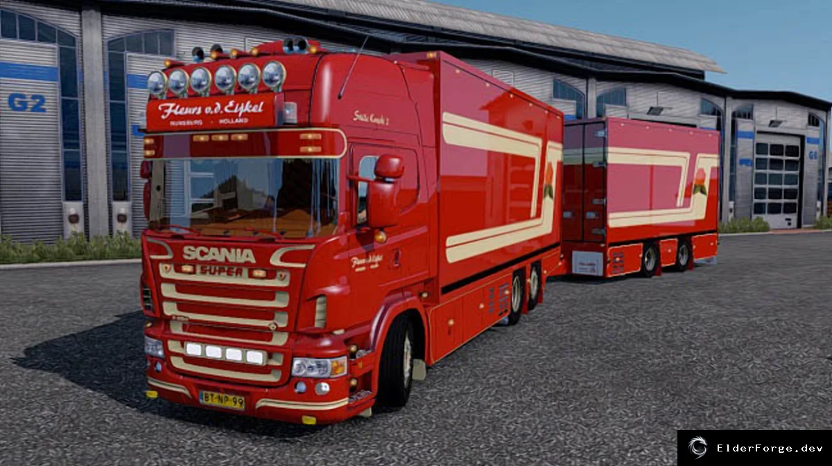 Обложка мода: Scania R620 Fleurs – кастомный тягач с прицепом для Euro Truck Simulator 2 (ETS2)
