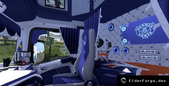 Обложка мода: Scania R730 – оригинальный интерьер, тюнинг и новые колёса для ETS2