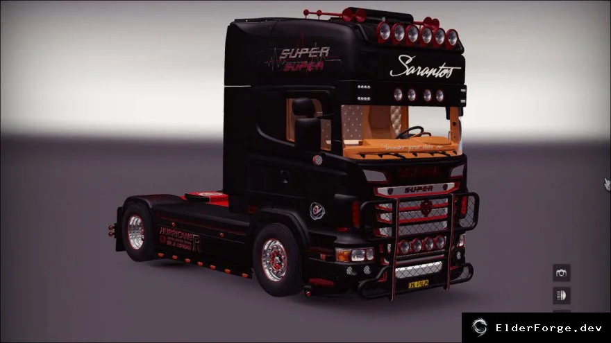 Обложка мода: Scania R730 Sarantos v1.1 с прицепом – мод для Euro Truck Simulator 2