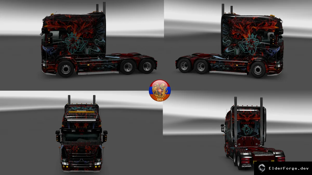 Обложка мода: Scania RS (RJL) Abstract Combo Skin Pack – высококачественные скины для Euro Truck Simulator 2