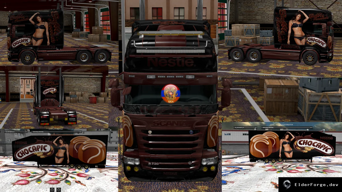 Обложка мода: Scania RS (RJL) Chocapic V2 Combo – набор скинов и автономный прицеп для ETS2